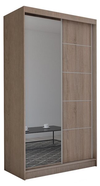 Skriňa s posuvnými dverami a zrkadlom ELVIRA, sonoma, 150x216x61