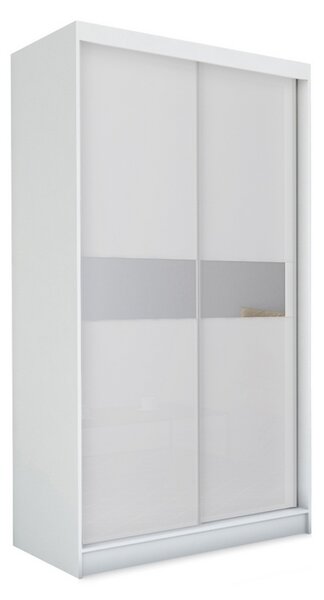 Skriňa s posuvnými dverami a zrkadlom ALEXA + Tichý dojazd, biela, 150x216x61
