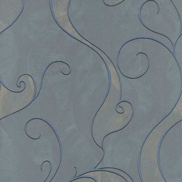 Sivomodrá vliesová tapeta s ornamentálnym vzorom 45218, Feeling, Emiliana