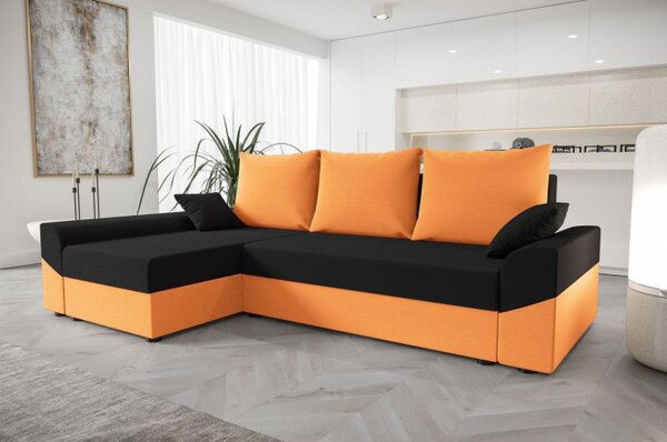 Elegantná rohová sedacia súprava DAGMAR - oranžová / čierna