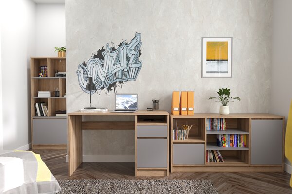 TV stolík Boran TV-E - dub artisan / sivá