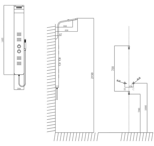 Sapho Sapho, PRESTIGE sprchový panel s termostat. batériou 200x1400 mm, nerez, WN337
