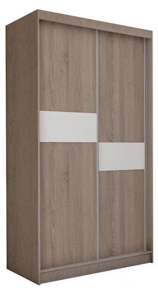 Skriňa s posuvnými dverami LIVIA, 150x216x61, sonoma/biele sklo