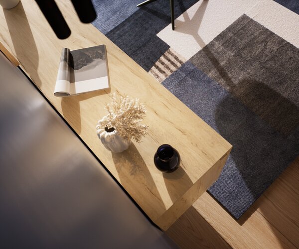 DELIFE Komoda Cuor 180 cm keramika Laminam® Sabbia dubová farba 2 dvierka 3 zásuvky závesná