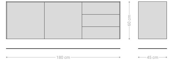 DELIFE Komoda Cuor 180 cm keramika Laminam® Sabbia dubová farba 2 dvierka 3 zásuvky závesná