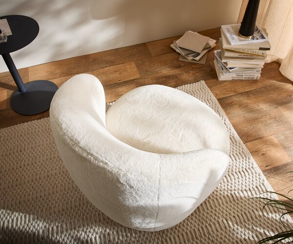DELIFE Lounge kreslo Pulo 80x80 cm plyšový manšester krémovo biela