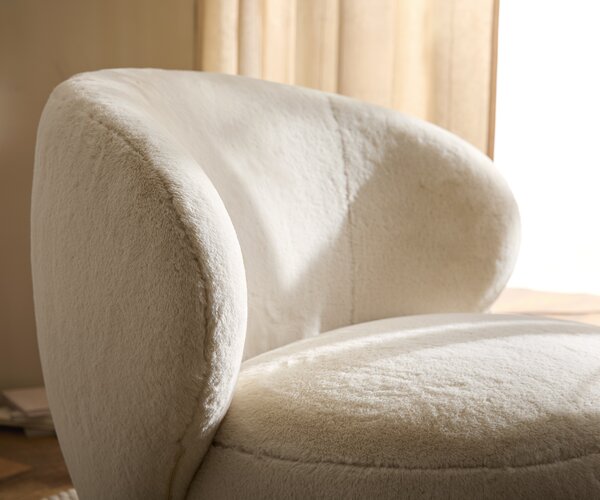 DELIFE Lounge kreslo Pulo 80x80 cm plyšový manšester krémovo biela