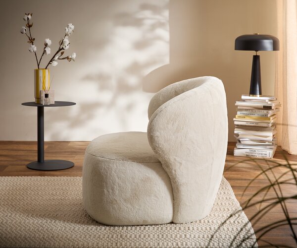 DELIFE Lounge kreslo Pulo 80x80 cm plyšový manšester krémovo biela
