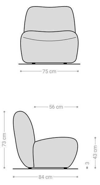 DELIFE Lounge kreslo Zena 75x85 cm plyšový manšester krémovo biela