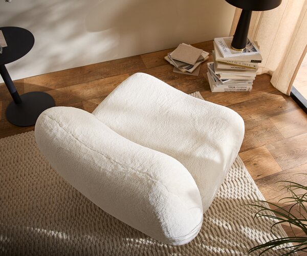 DELIFE Lounge kreslo Zena 75x85 cm plyšový manšester krémovo biela