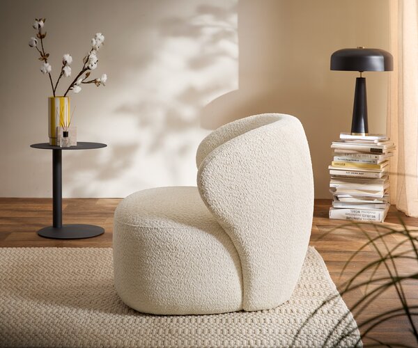 DELIFE Lounge kreslo Pulo 80x80 cm bouclé biela