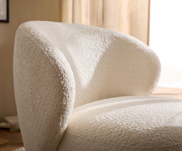 DELIFE Lounge kreslo Pulo 80x80 cm bouclé biela