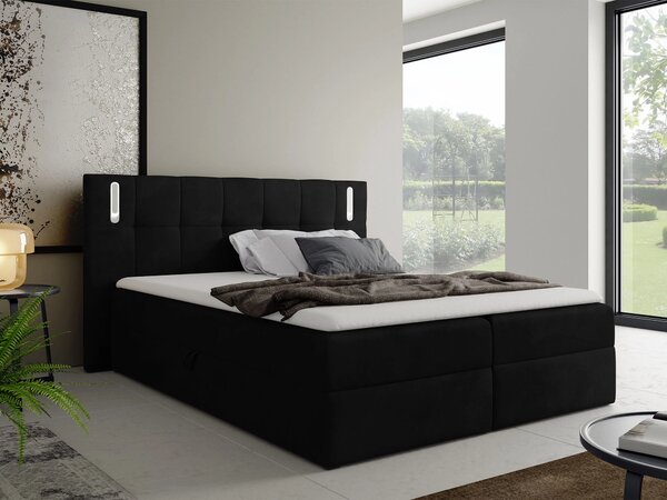 Wilsondo Čalúnená boxspring manželská posteľ s vrchným matracom Dancer - čierna Rozmer: 200x200
