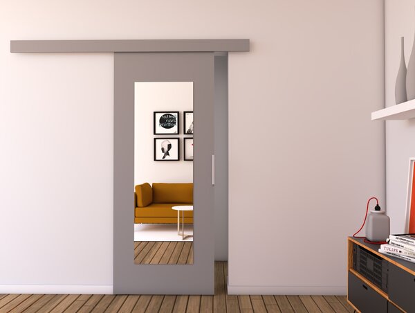 Posuvné dvere so zrkadlom LIVELLO I, 86x205, sivá