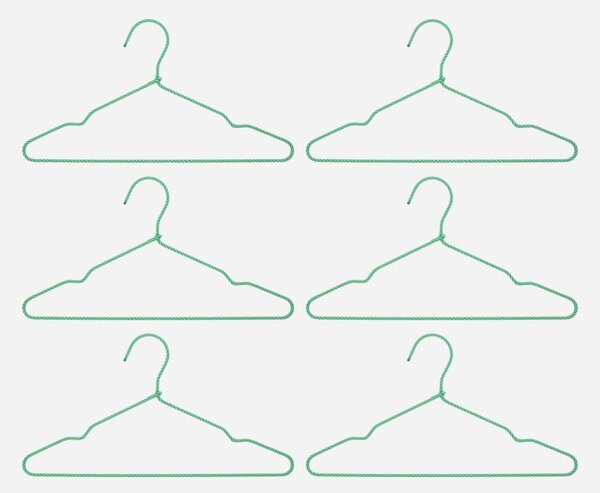Vešiaky na šaty Wire Green – sada 6 ks