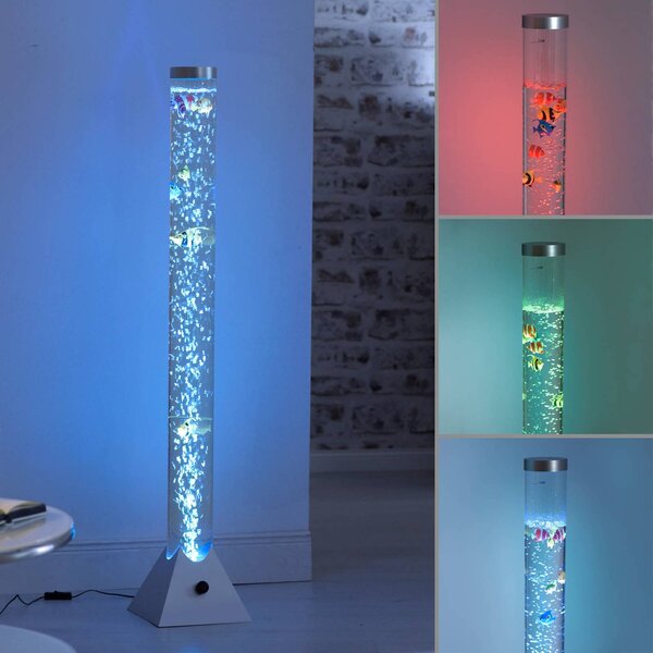 JUST LIGHT. GmbH Vodný stĺp Ava s diódami LED a rybami výška 120 cm, Jasné / priehľadné, Obývacia izba / jedáleň, Plast, Moderný, Stojacie svietidlo