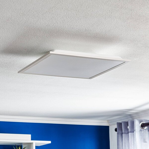 Stropné LED svetlo Fleet so snímačom, 44,5x44,5 cm, Biela / opálová, Chodba, kov, Moderný, Stropné svetlo