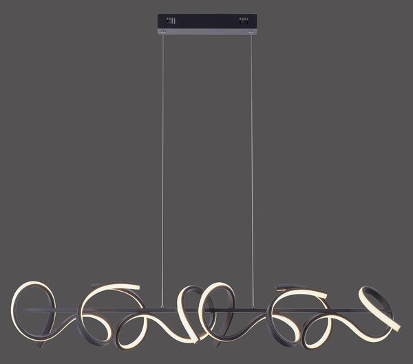 Závesné svetlo Curls LED, čierne, kovové, dĺžka 99 cm, stmievateľné, Čierna, Obývacia izba / jedáleň, kov, Moderný, Závesné svietidlo