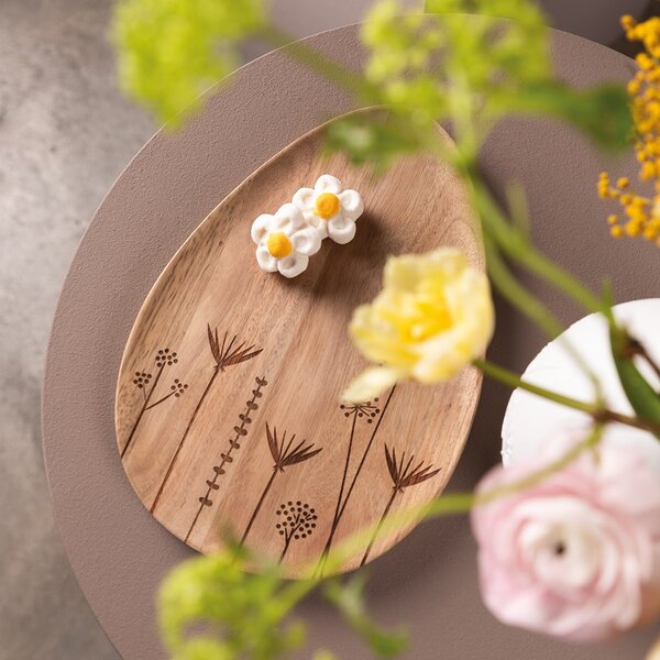 Dekoratívna drevená doska Flowers Egg