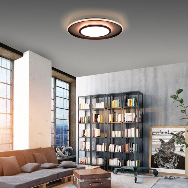 JUST LIGHT. GmbH Stropné LED Arenda Ø 60 cm, RGB/stmievateľné, Čierna, Obývacia izba / jedáleň, Hliník, Moderný, Závesné svietidlo