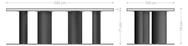DELIFE Jedálenský stôl Edge 240x100 akácia prírodná pilier nerezová oceľ kefovaný Live-Edge