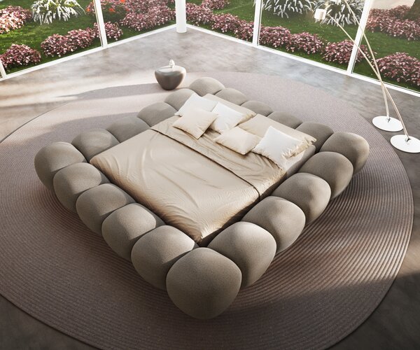 DELIFE Čalúnená posteľ Perlla 180x200 cm bouclé taupe