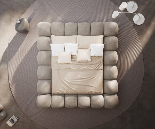 DELIFE Čalúnená posteľ Perlla 180x200 cm bouclé taupe