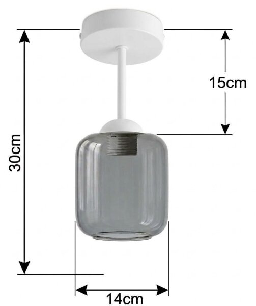 BRILAGI - LED Prisadený luster R GLASS 1xE27/60W/230V pr. 14 cm biela/dymová sivá