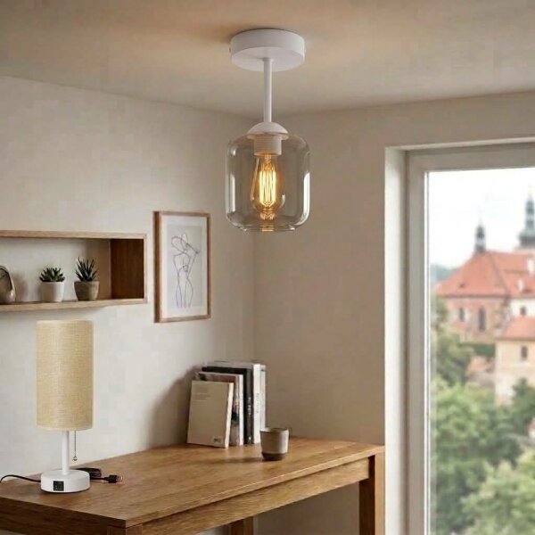 BRILAGI - LED Prisadený luster R GLASS 1xE27/60W/230V pr. 14 cm biela/dymová sivá