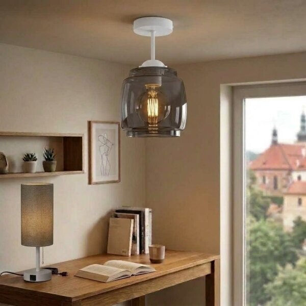 BRILAGI - LED Prisadený luster R GLASS 1xE27/60W/230V pr. 26 cm biela/dymová sivá