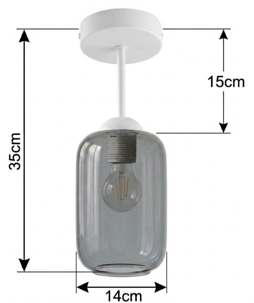 BRILAGI - LED Prisadený luster R GLASS 1xE27/60W/230V pr. 14 cm biela/dymovošedá