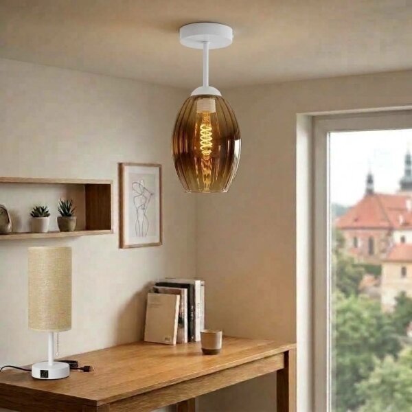 BRILAGI - LED Prisadený luster R GLASS 1xE27/60W/230V pr. 17cm biela/dymová béžová