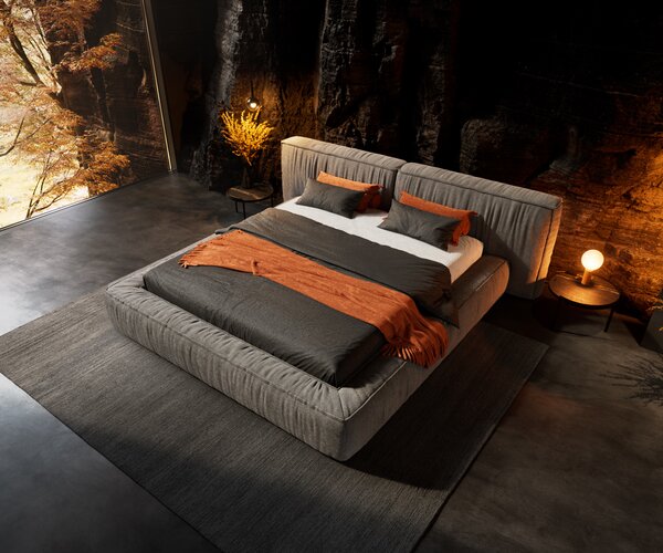 DELIFE Čalúnená posteľ Coperti 180x200 cm mikrovlákno sivá