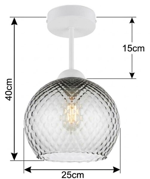 BRILAGI - LED Prisadený luster R GLASS 1xE27/60W/230V pr. 25 cm biela/dymovo-sivá