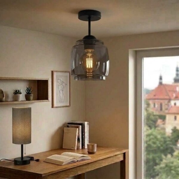 BRILAGI - LED Prisadený luster R GLASS 1xE27/60W/230V priemer 26 cm čierna/dymovo-šedá