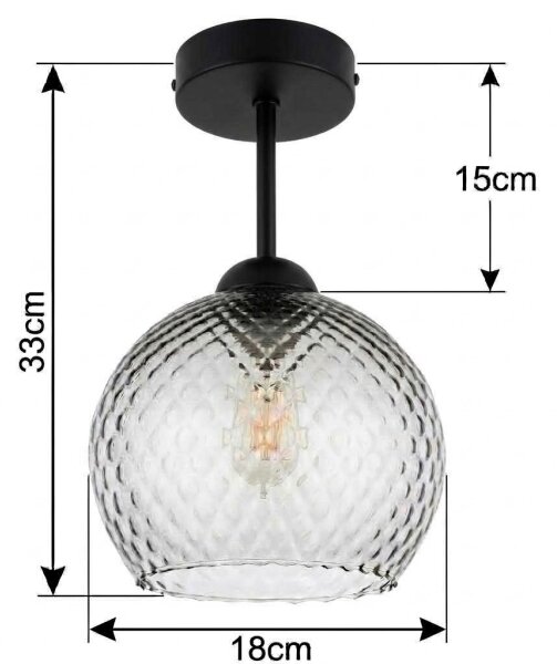 BRILAGI - LED Prisadený luster R GLASS 1xE27/60W/230V pr. 18 cm čierna/dymovo-šedá