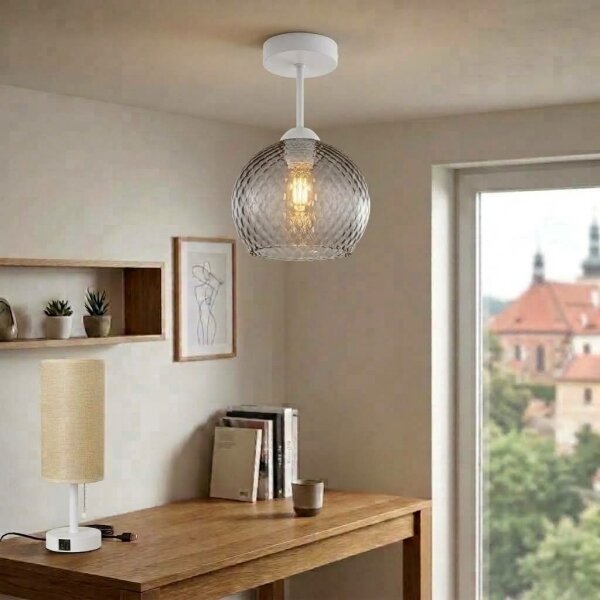 BRILAGI - LED Prisadený luster R GLASS 1xE27/60W/230V pr. 25 cm biela/dymovo-sivá