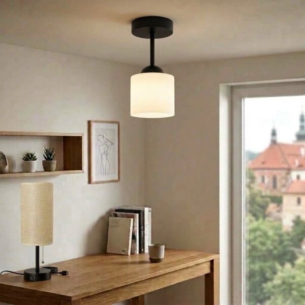 BRILAGI - LED Prisadený luster RETRO GLASS 1xE27/60W/230V pr. 10 cm čierna/biela