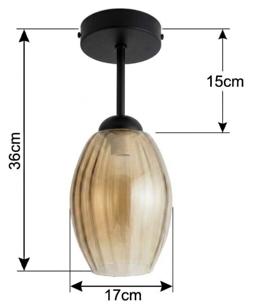 BRILAGI - LED Prisadený luster R GLASS 1xE27/60W/230V pr. 17cm čierna/dymovo-béžová