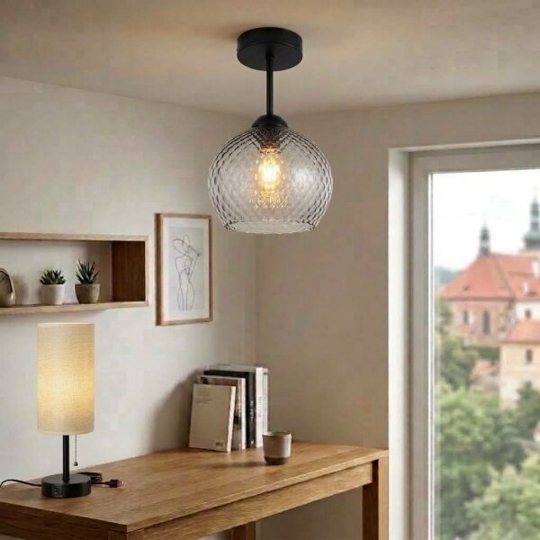 BRILAGI - LED Prisadený luster R GLASS 1xE27/60W/230V pr. 18 cm čierna/dymovo-šedá