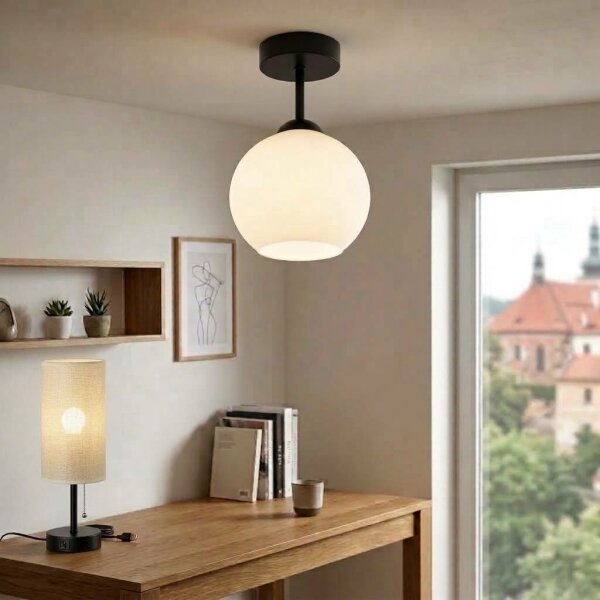 BRILAGI - LED Prisadený luster RETRO GLASS 1xE27/60W/230V pr. 15 cm čierna/biela
