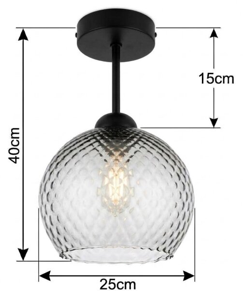 BRILAGI - LED Prisadený luster R GLASS 1xE27/60W/230V pr. 25 cm čierna/dymovo sivá