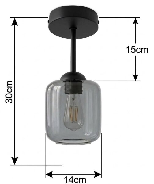 BRILAGI - LED Prisadený luster R GLASS 1xE27/60W/230V pr. 14 cm čierna/dymová sivá
