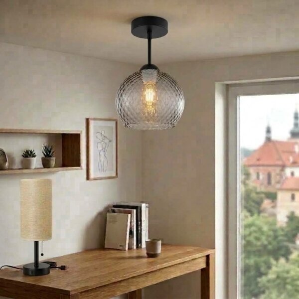 BRILAGI - LED Prisadený luster R GLASS 1xE27/60W/230V pr. 25 cm čierna/dymovo sivá