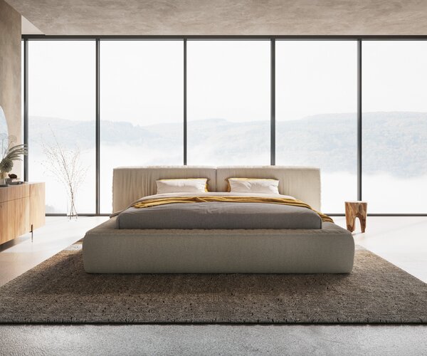 DELIFE Čalúnená posteľ Coperti 180x200 cm bouclé krémovo biela