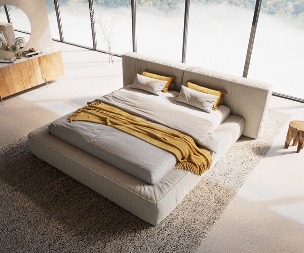 DELIFE Čalúnená posteľ Coperti 180x200 cm bouclé krémovo biela