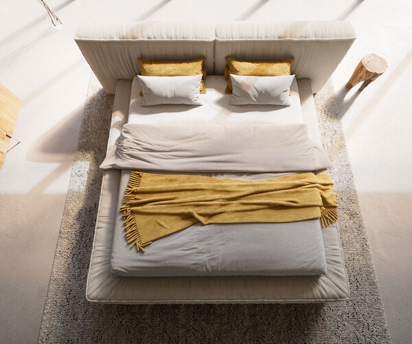 DELIFE Čalúnená posteľ Coperti 180x200 cm bouclé krémovo biela