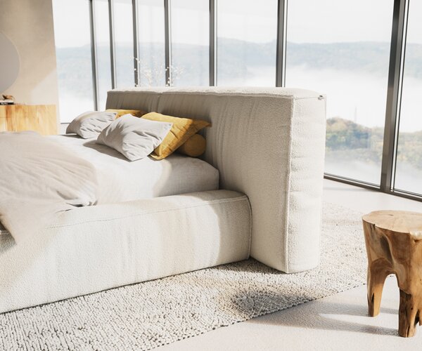 DELIFE Čalúnená posteľ Coperti 180x200 cm bouclé krémovo biela