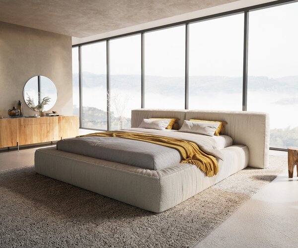 DELIFE Čalúnená posteľ Coperti 180x200 cm bouclé krémovo biela