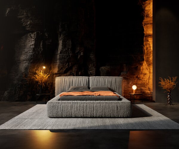 DELIFE Čalúnená posteľ Coperti 140x200 cm bouclé strieborno sivá